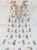Luxury Multicolor Handwork Mul Chanderi Unstitched Suit