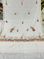 Premium Multicolor Handwork Mul Chanderi Unstitched Suit Set