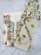 Luxury Multicolor Handwork Mul Chanderi Unstitched Suit