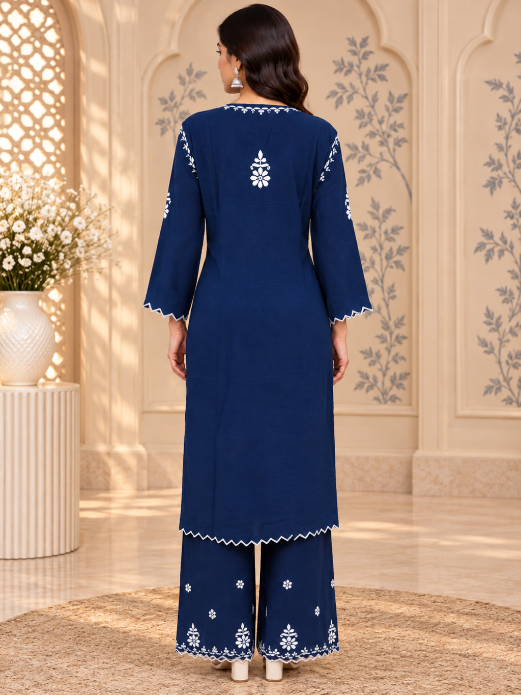 Premium Modal Handwork Embroidered Kurta Palazzo Set for Women | Luxury Ethnic Wear