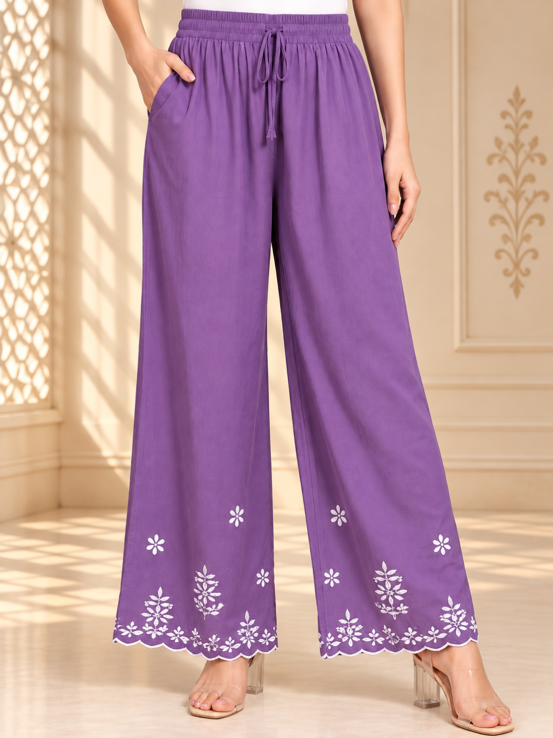 Premium Modal Handwork Embroidered Kurta Palazzo Set for Women | Luxury Ethnic Wear