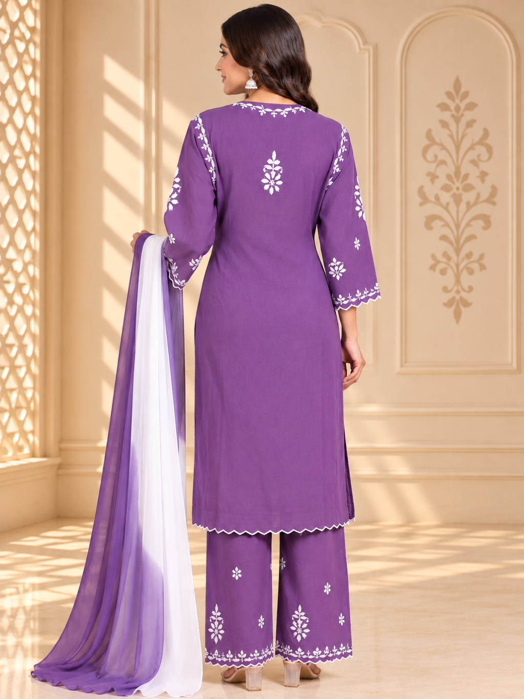 Premium Modal Handwork Embroidered Kurta Palazzo Set for Women | Luxury Ethnic Wear