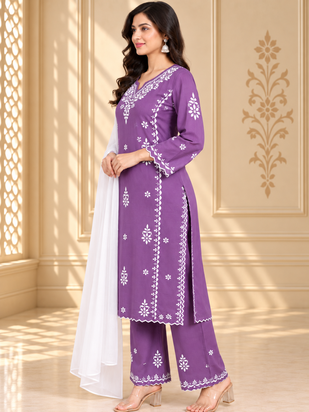 Premium Modal Handwork Embroidered Kurta Palazzo Set for Women | Luxury Ethnic Wear