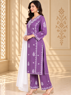 Premium Modal Handwork Embroidered Kurta Palazzo Set for Women | Luxury Ethnic Wear