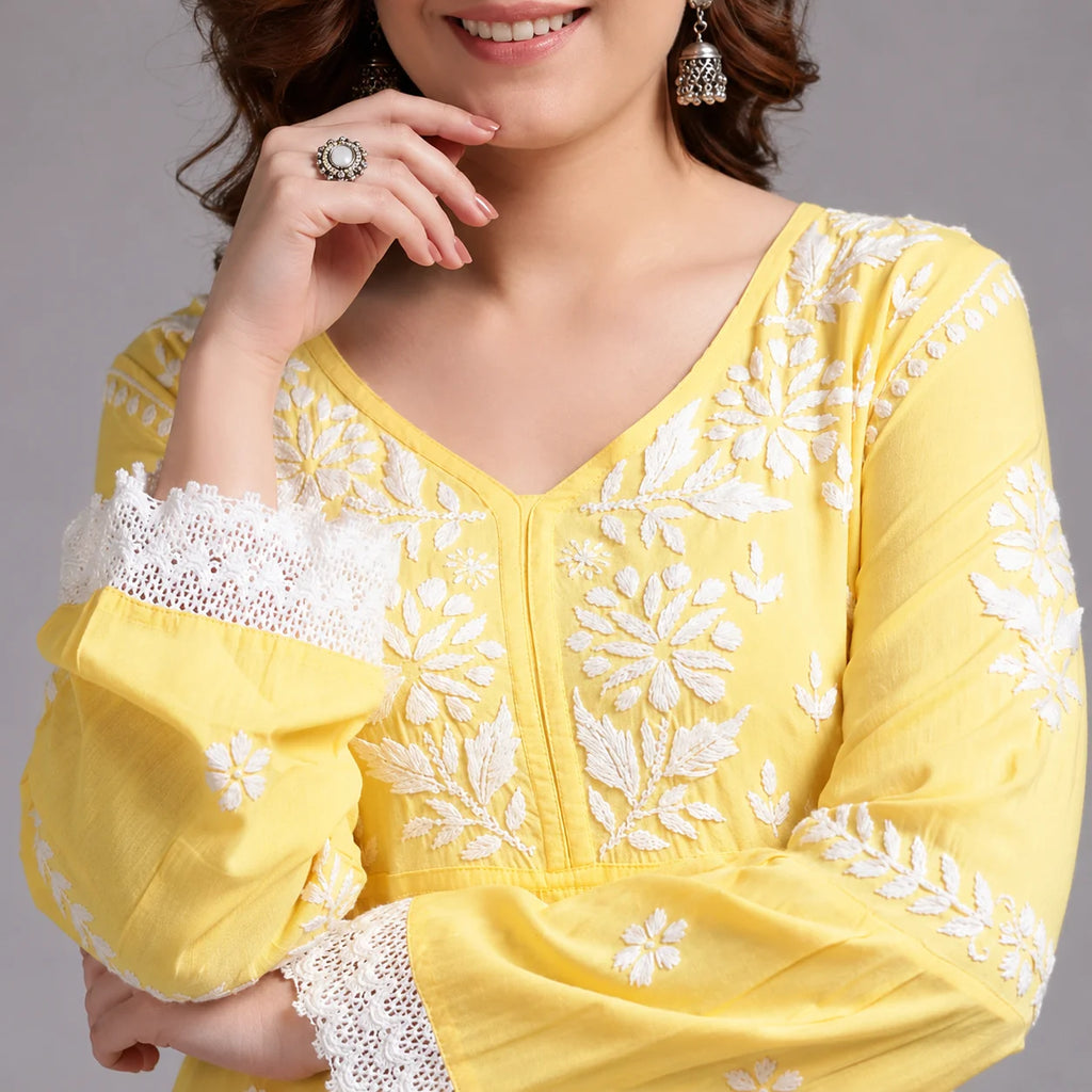 Premium Black Handcrafted Chikankari Kurta Sharara Set for Women | Elegant Lucknowi Ethnic Wear