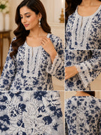 Premium Floral Printed Cotton Kurti for Women | Elegant Lace Detailed Ethnic Wear