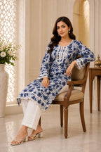 Premium Floral Printed Cotton Kurti for Women | Elegant Lace Detailed Ethnic Wear