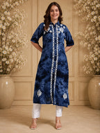 Premium Modal Handwork Front Open Kurti for Women | Designer Embroidered Long Kurti