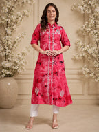 Premium Modal Handwork Front Open Kurti for Women | Designer Embroidered Long Kurti