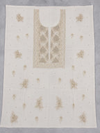 Luxury White Muslin Aari Zardozi & Mukesh Work Unstitched Suit | Premium Handcrafted Festive Collection