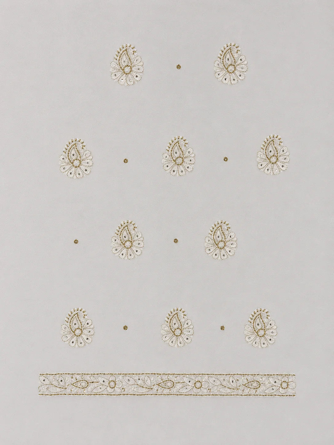 Luxury White Muslin Unstitched Suit with Premium Handwork & Mukaish Work | Designer Lucknowi Ethnic Suit Material