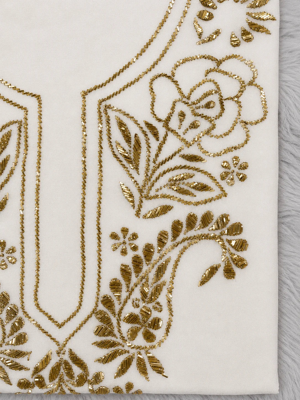 Royal Ivory Muslin Premium Handwork Unstitched Suit with Mukesh Work | Luxury Festive Collection