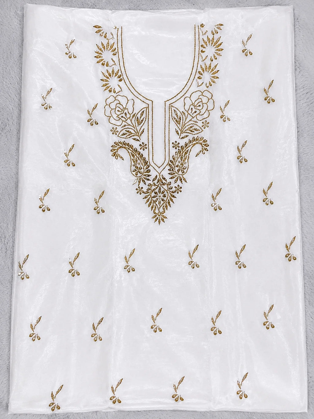 Royal Ivory Muslin Premium Handwork Unstitched Suit with Mukesh Work | Luxury Festive Collection