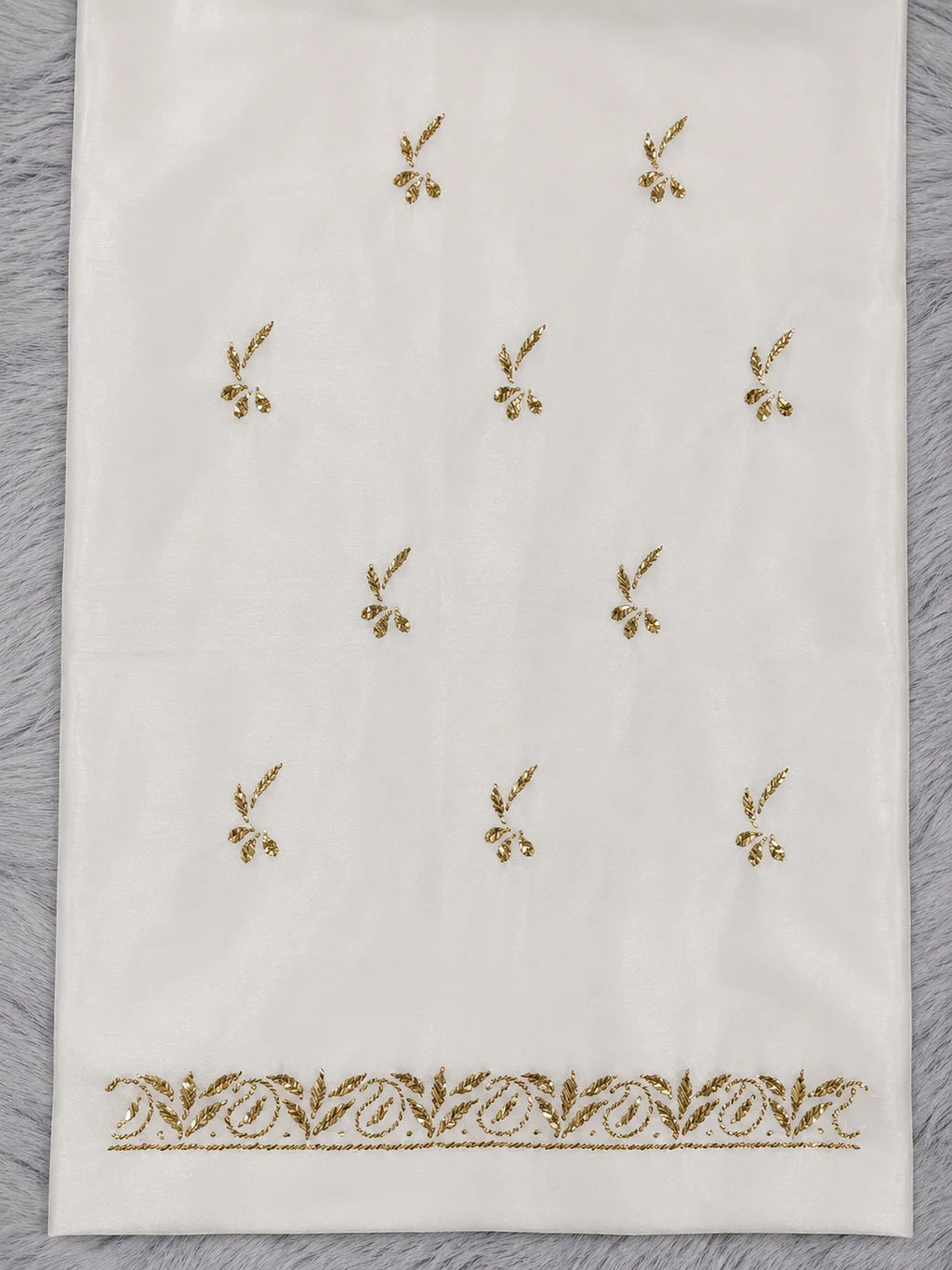 Royal Ivory Muslin Premium Handwork Unstitched Suit with Mukesh Work | Luxury Festive Collection