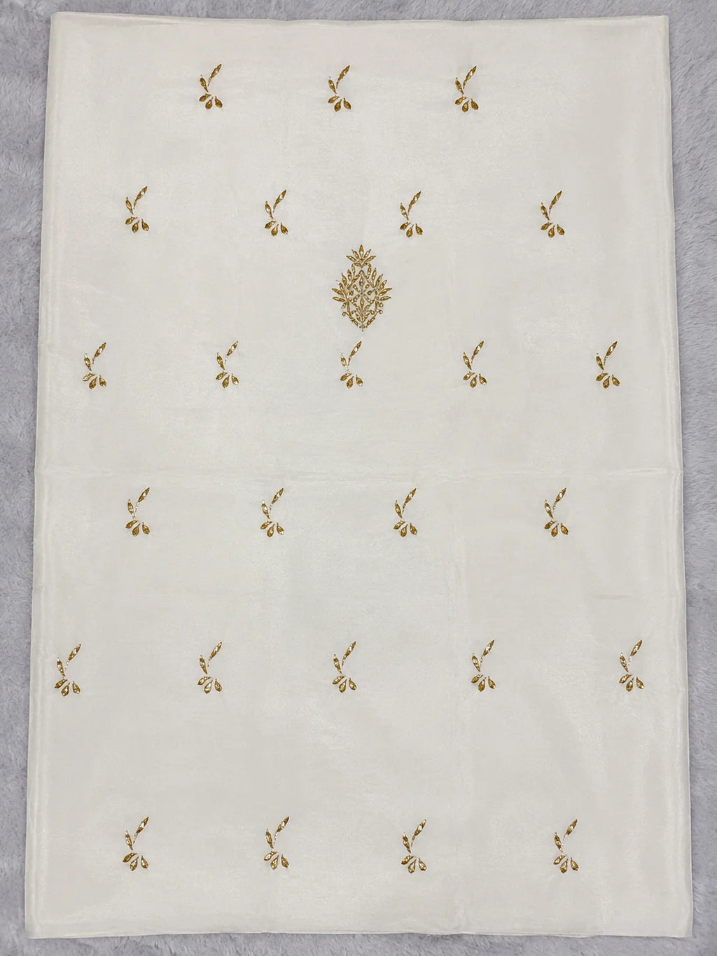 Royal Ivory Muslin Premium Handwork Unstitched Suit with Mukesh Work | Luxury Festive Collection