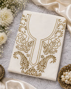 Royal Ivory Muslin Premium Handwork Unstitched Suit with Mukesh Work | Luxury Festive Collection