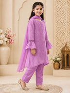Luxury Muslin Handwork Kids Suit Set with Dupatta | Premium Designer Ethnic Wear for Girls