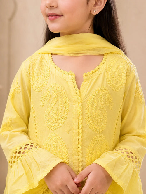 Luxury Muslin Handwork Kids Suit Set with Dupatta | Premium Designer Ethnic Wear for Girls