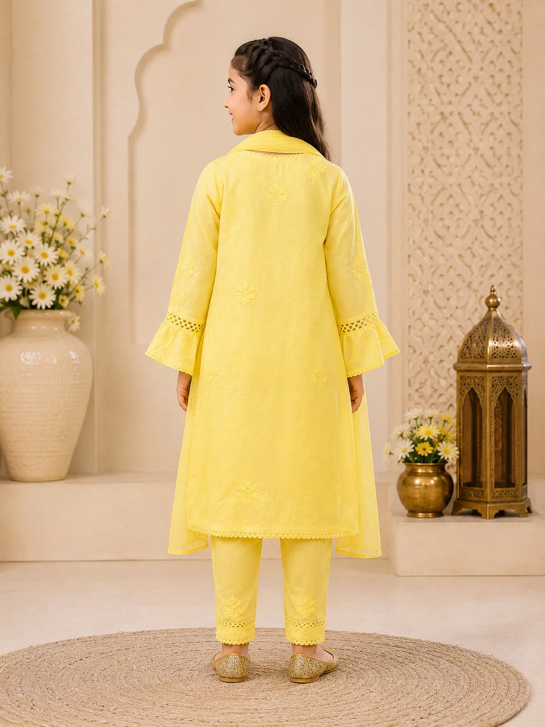 Luxury Muslin Handwork Kids Suit Set with Dupatta | Premium Designer Ethnic Wear for Girls
