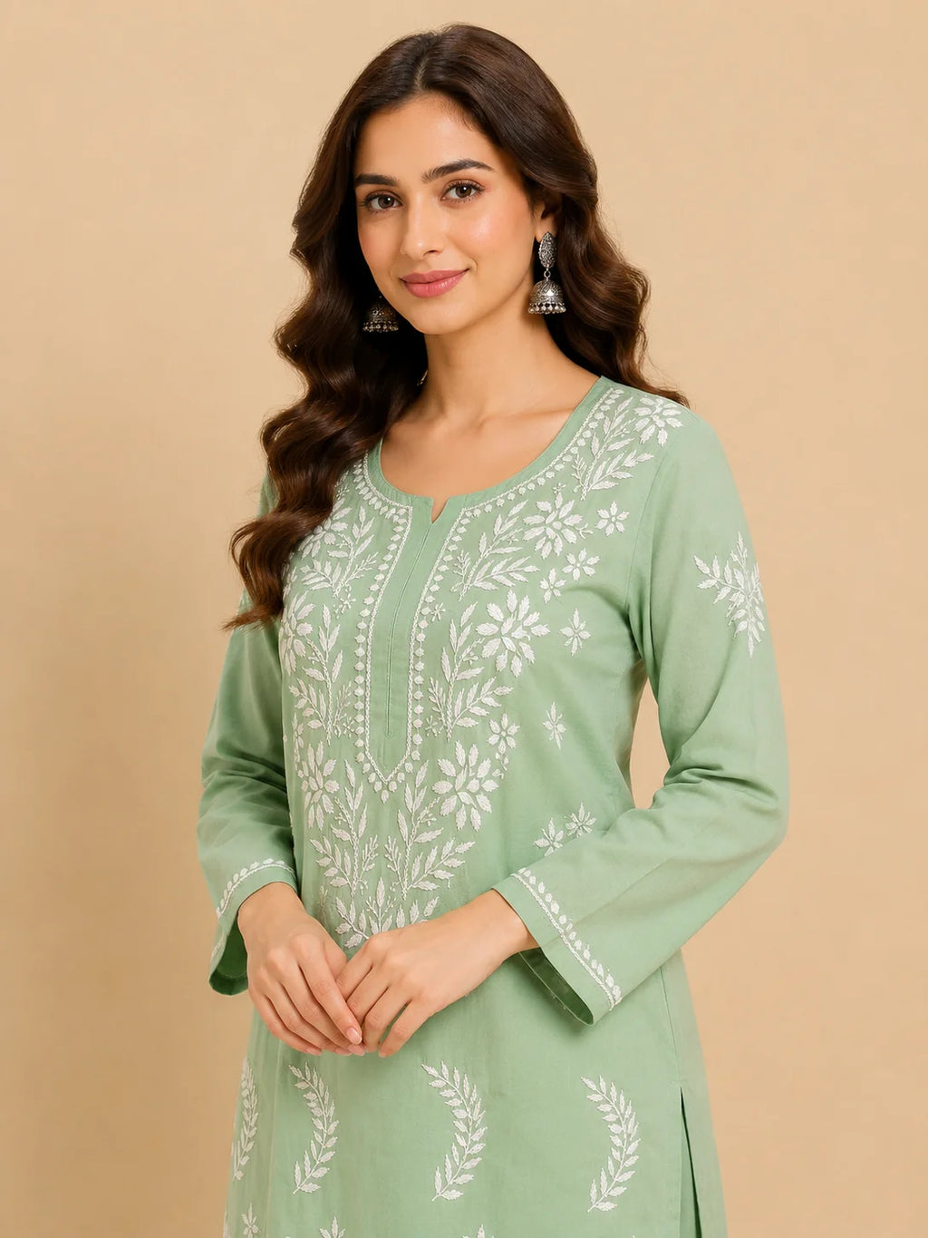 Premium Modal Chikankari Hand Embroidered Kurti Palazzo Set for Women | Lucknowi Handwork