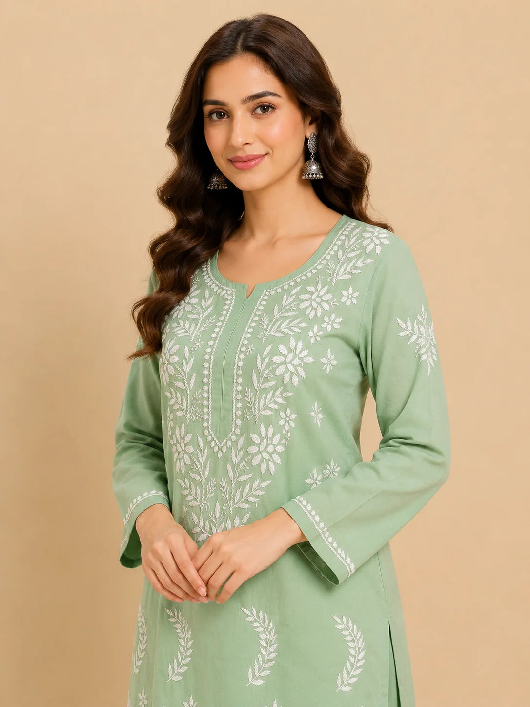 Premium Modal Chikankari Hand Embroidered Kurti Palazzo Set for Women | Lucknowi Handwork