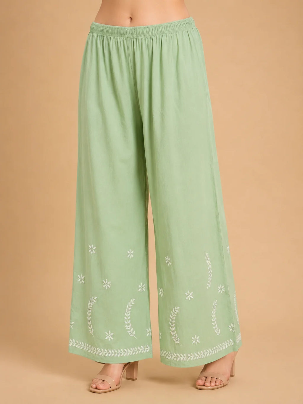 Premium Modal Chikankari Hand Embroidered Kurti Palazzo Set for Women | Lucknowi Handwork