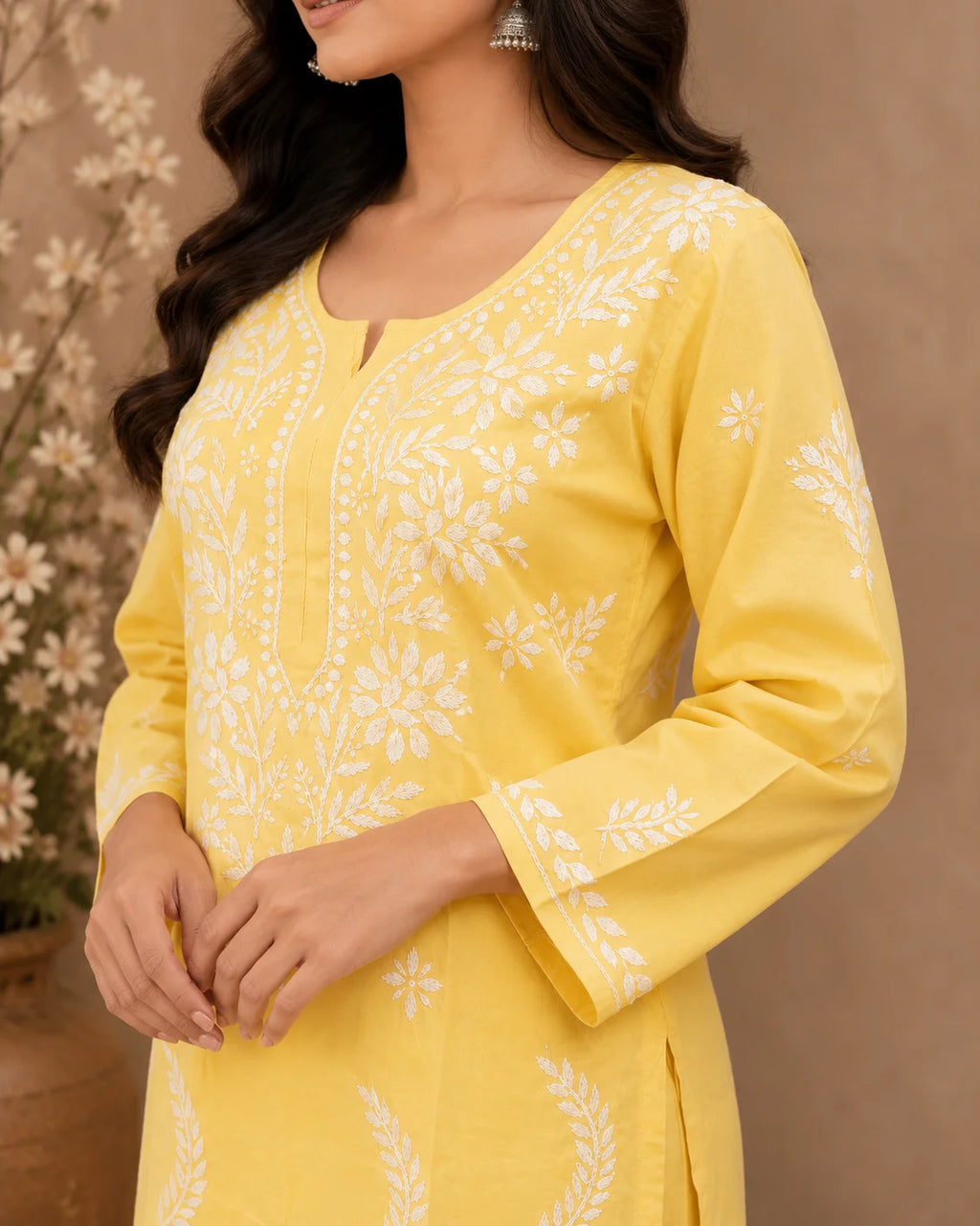 Premium Modal Chikankari Hand Embroidered Kurti Palazzo Set for Women | Lucknowi Handwork