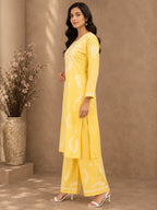 Premium Modal Chikankari Hand Embroidered Kurti Palazzo Set for Women | Lucknowi Handwork