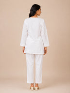 Tazaki Luxury Modal Chikankari Short Kurti with Intricate Lucknowi Floral Embroidery