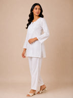 Tazaki Luxury Modal Chikankari Short Kurti with Intricate Lucknowi Floral Embroidery