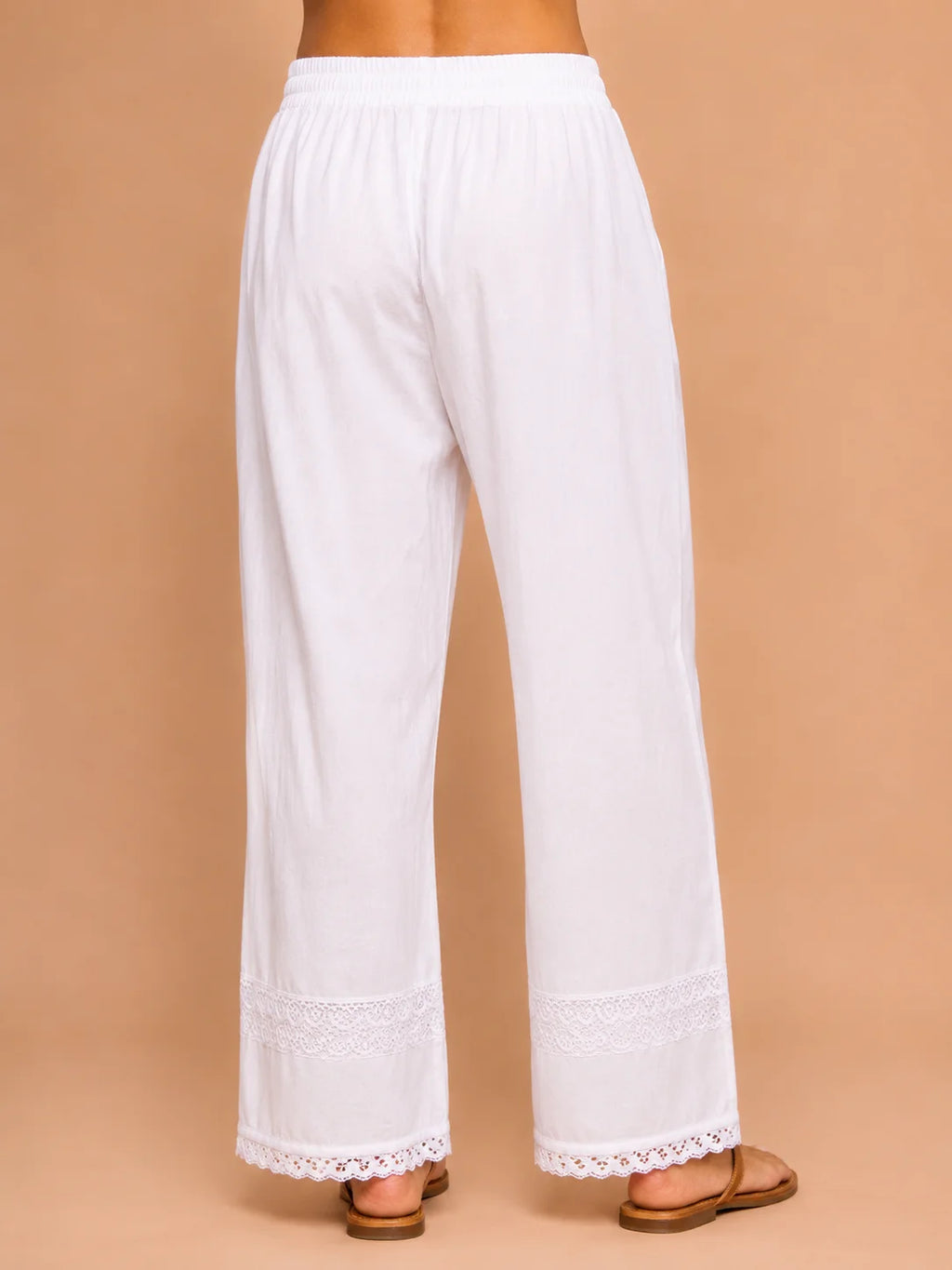 Tazaki White Modal Lace Palazzo Pants for Women | Premium Ethnic Bottom Wear