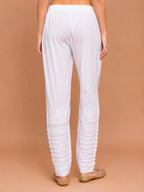 Tazaki White Handcrafted Chikankari Lycra Pant for Women | Premium Ethnic Bottom Wear