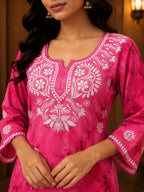 Tazaki Blue Modal Handwork Short Top for Women | Premium Embroidered Ethnic Top