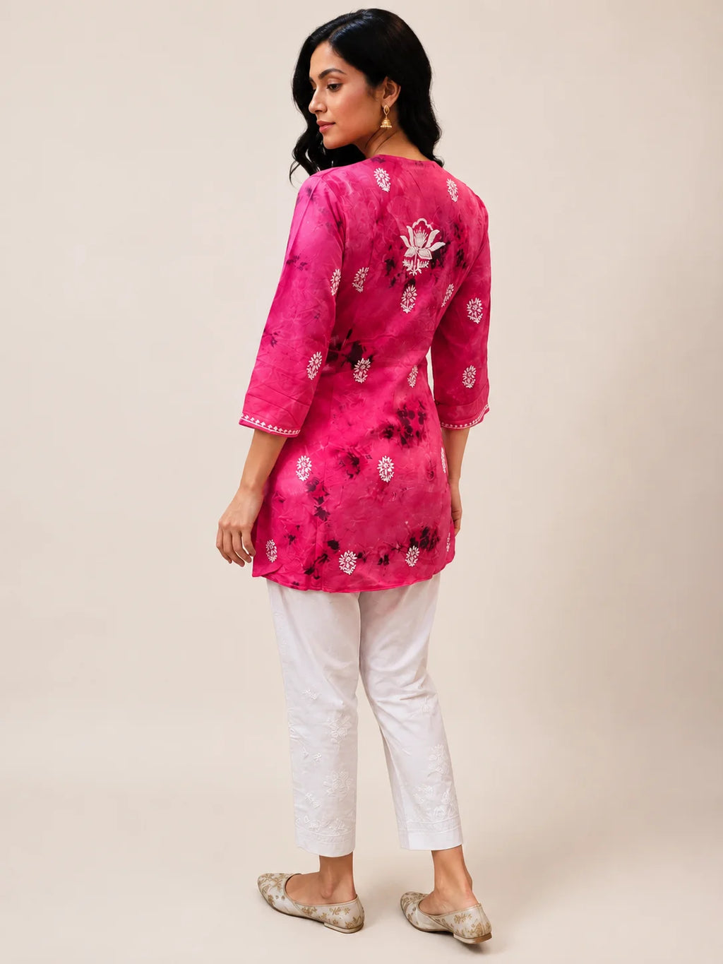 Tazaki Blue Modal Handwork Short Top for Women | Premium Embroidered Ethnic Top