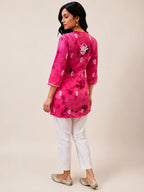 Tazaki Blue Modal Handwork Short Top for Women | Premium Embroidered Ethnic Top