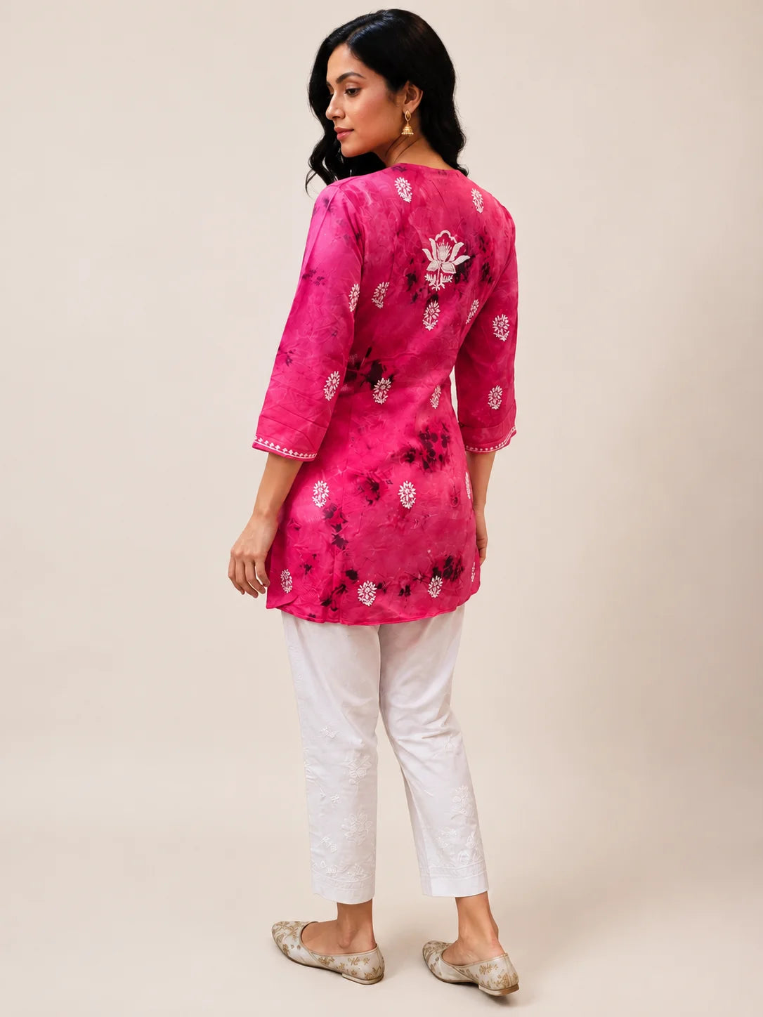 Tazaki Blue Modal Handwork Short Top for Women | Premium Embroidered Ethnic Top