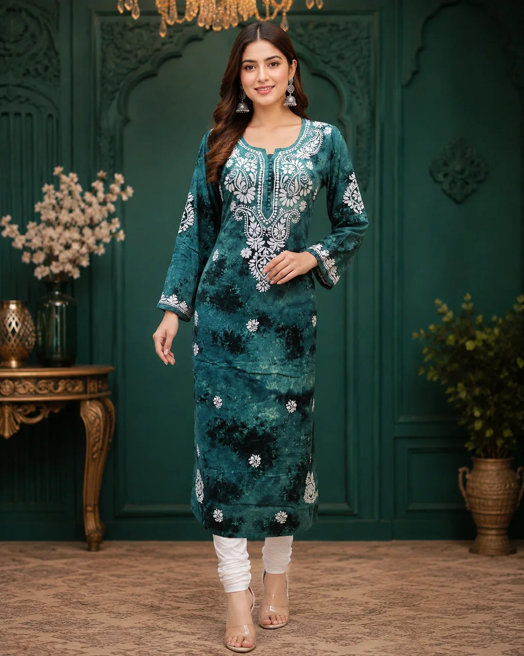 Tazaki Premium Modal Handwork Straight Kurti for Women | Premium Embroidered Ethnic Wear