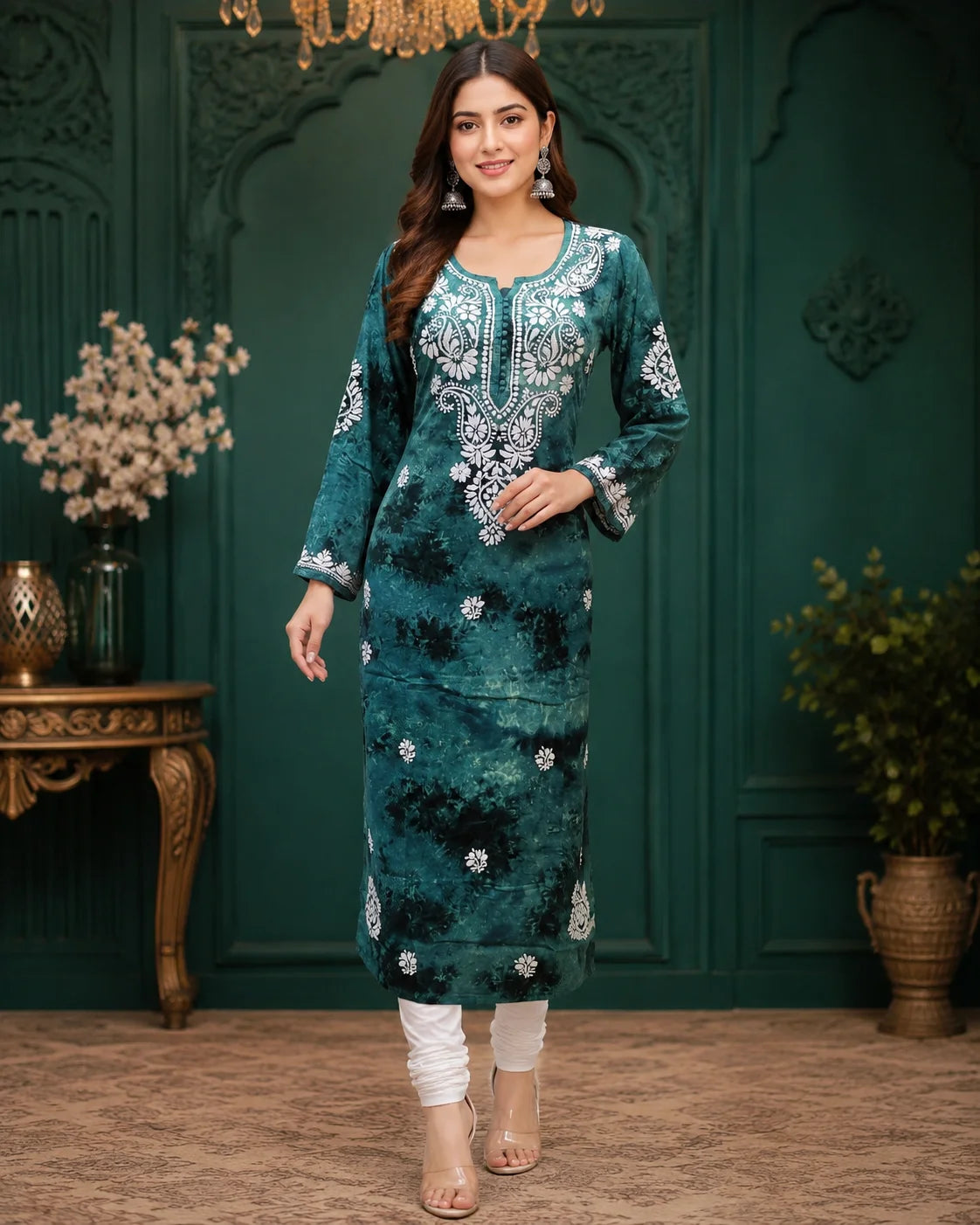 Tazaki Premium Modal Handwork Straight Kurti for Women | Premium Embroidered Ethnic Wear