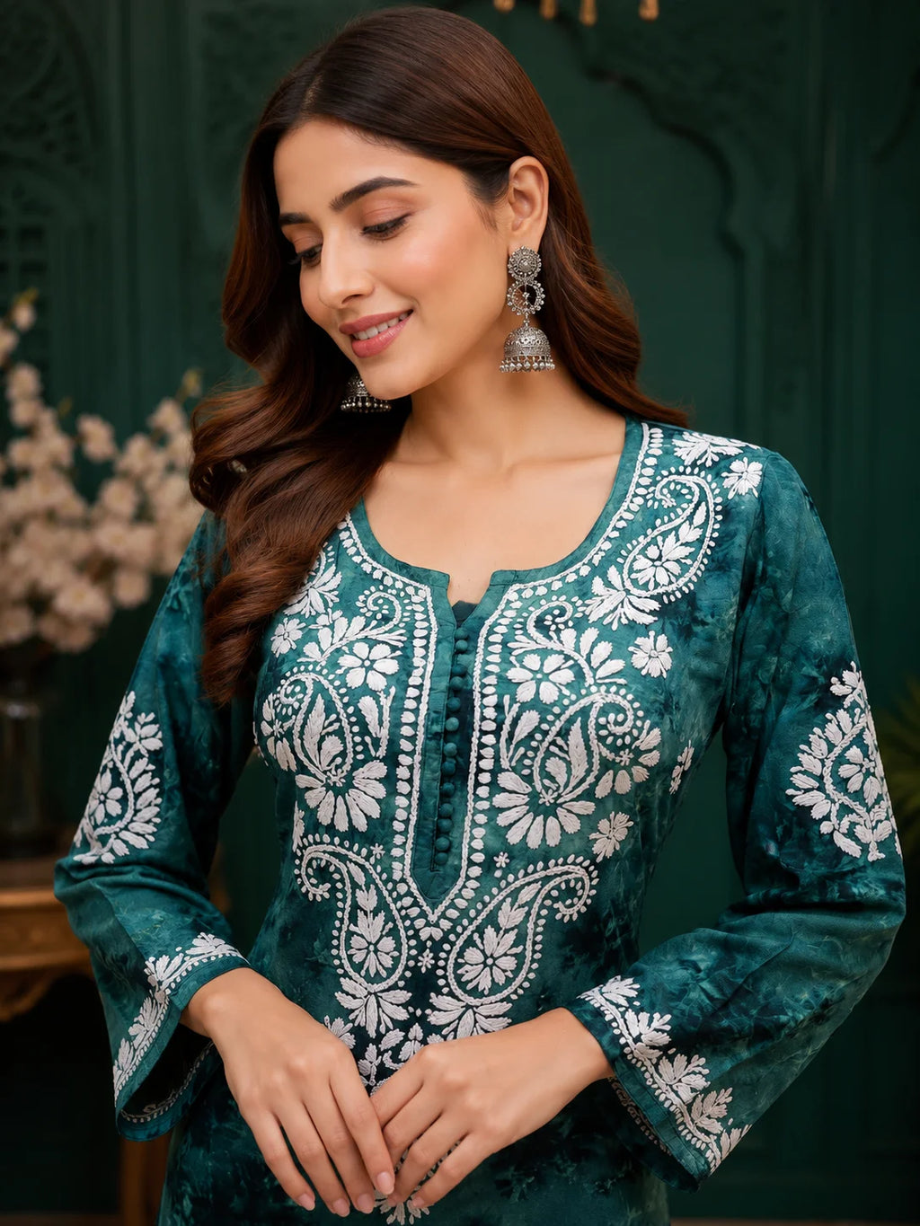 Tazaki Premium Modal Handwork Straight Kurti for Women | Premium Embroidered Ethnic Wear
