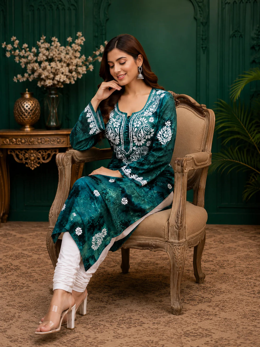 Tazaki Premium Modal Handwork Straight Kurti for Women | Premium Embroidered Ethnic Wear
