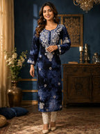Tazaki Premium Modal Handwork Straight Kurti for Women | Premium Embroidered Ethnic Wear