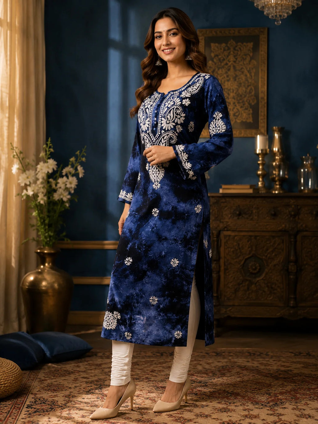 Tazaki Premium Modal Handwork Straight Kurti for Women | Premium Embroidered Ethnic Wear