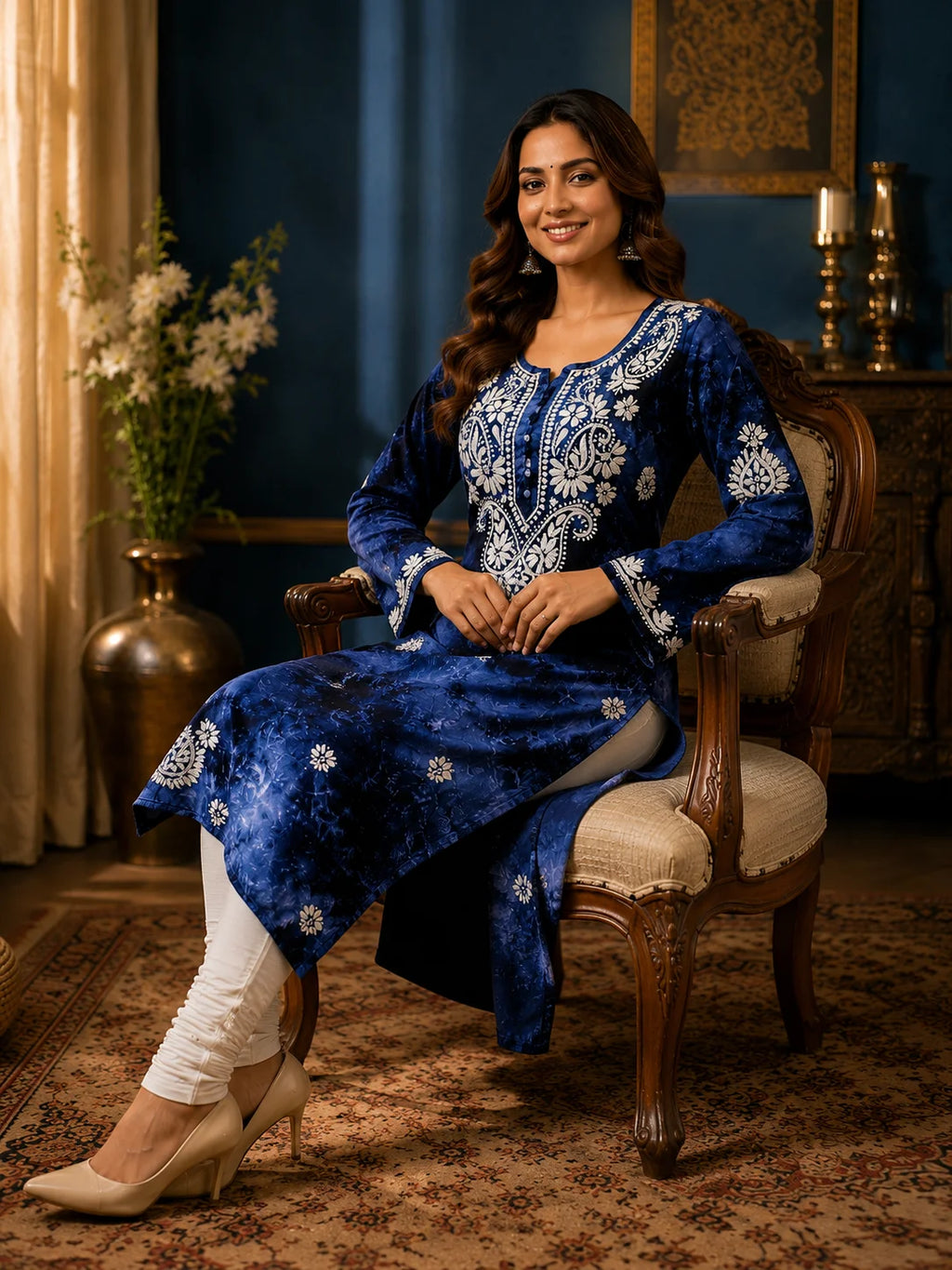 Tazaki Premium Modal Handwork Straight Kurti for Women | Premium Embroidered Ethnic Wear