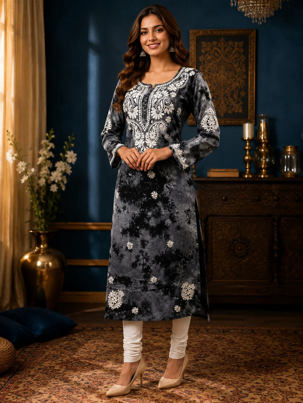 Tazaki Premium Modal Handwork Straight Kurti for Women | Premium Embroidered Ethnic Wear