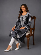Tazaki Premium Modal Handwork Straight Kurti for Women | Premium Embroidered Ethnic Wear