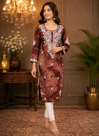 Tazaki Premium Modal Handwork Straight Kurti for Women | Premium Embroidered Ethnic Wear