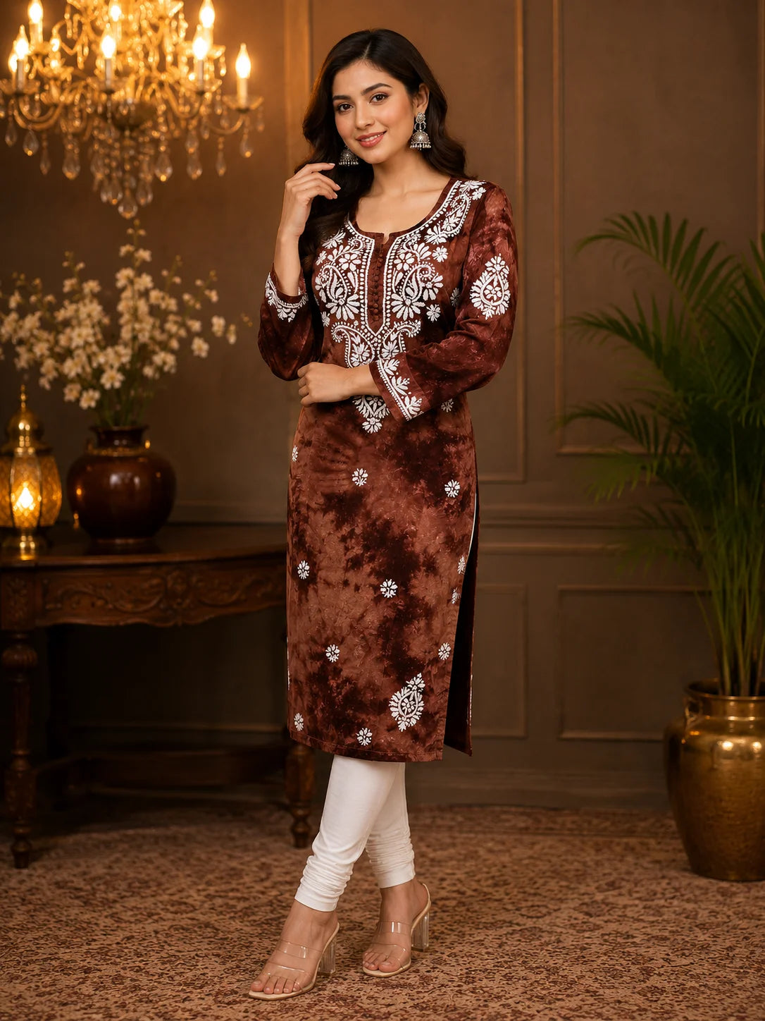 Tazaki Premium Modal Handwork Straight Kurti for Women | Premium Embroidered Ethnic Wear