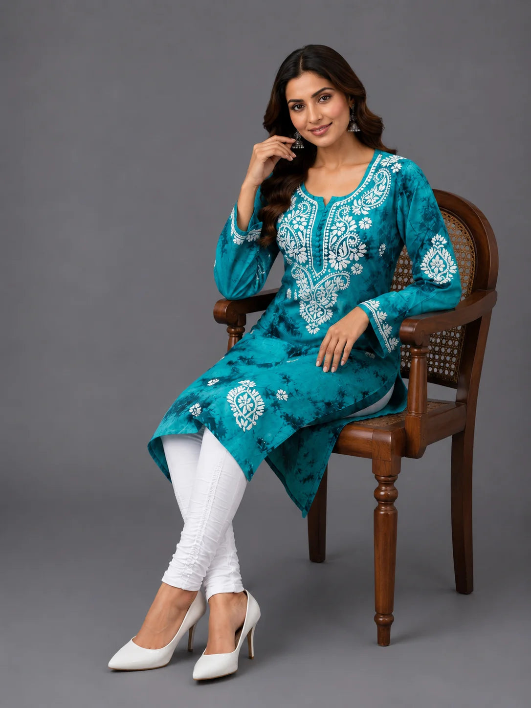 Tazaki Premium Modal Handwork Straight Kurti for Women | Premium Embroidered Ethnic Wear