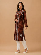 Premium Modal Handwork Front Open Kurti for Women | Designer Embroidered Long Kurti