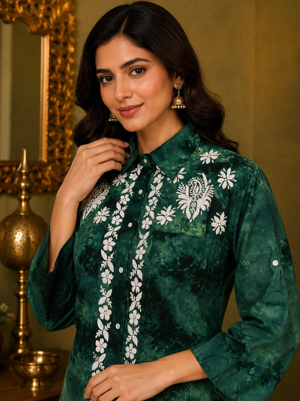 Premium Modal Handwork Front Open Kurti for Women | Designer Embroidered Long Kurti